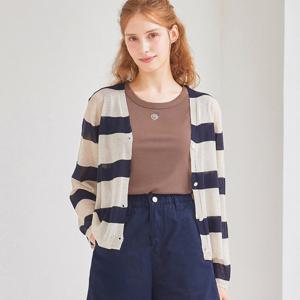 [매긴]와이드 스트라이프 린넨 가디건 PBMF5M1KC4551