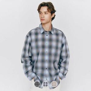 [지오다노]남성 오버핏 체크 면/폴리 셔츠 남방 045520
