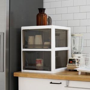 맥스 투명서랍장 2단 (투명/다크투명/화이트컬러추가)