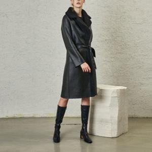 [퍼블랑]에코퍼 리버시블 롱 무스탕 코트 블랙_FB3WCT101