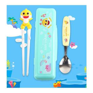 핑크퐁 아기상어 입체 교정용 수저케이스세트 유아동 유아젓가락 연습젓가락 아동숟가락 핑크퐁숟가락 수저통