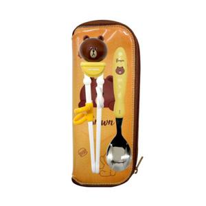 라인프렌즈 브라운 교정용 수저 젓가락 케이스 세트 어린이수저세트 아동수저세트 유아수저세트 어린이수저젓가락세트 어린이스푼젓가락