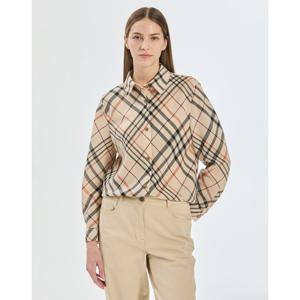 닥스 여성 25FW 베이지 체크 울혼방 긴팔셔츠 DLSH5DE85I2