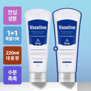 바세린 모이스처라이징 딥 클렌징 폼 대용량 220ml 2개 약알칼리 퍼펙트 수분 버블 폼클렌징