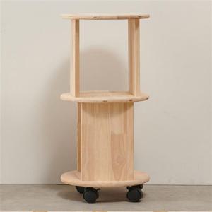 우아미가구 라리 고무나무 원목 2단 이동식 책장