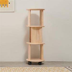 우아미가구 라리 고무나무 원목 3단 이동식 책장