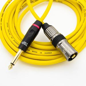 HDTOP 국산 5.5 모노 TO XLR 수 마이크 케이블 옐로우 2M HT-TP2326