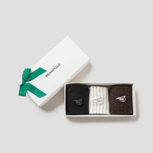 [빈폴] 여성 패턴 중목 양말 3족 세트 - 아이보리 BE59KTL930