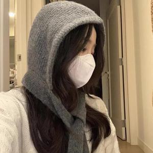 모자 머플러 일체형 보넷형 끈모자 여성비니 따뜻