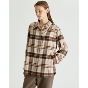 닥스 여성 25FW 베이지 체크 아우터형 도톰 긴팔셔츠 DLSH5DE01I2