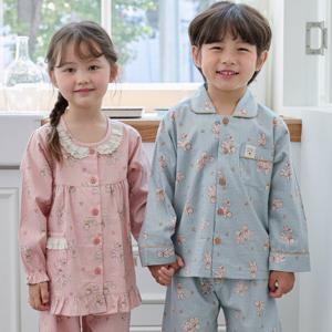 알콩단잠 국내생산 남아 여아 유아동 주니어 잠옷 순면 곰돌이 파자마 실내복