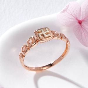 [비앤비골드] 14K 샤이닝 큐빅 만자 종교 반지 SRS42174