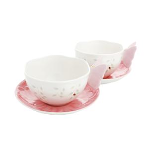[레녹스]버터플라이메도우 나비핸들 커피잔 2인조 세트(핑크)