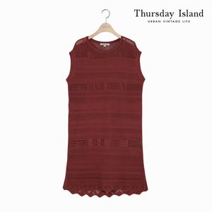 [Thursday Island] 여성 스카시 변형 조직 라운드넥 니트 원피스 (T204MOP260W)
