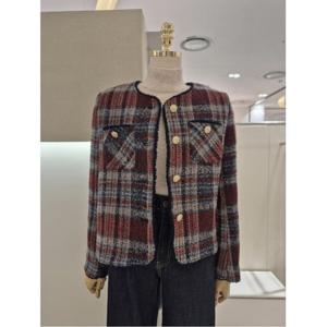 [AB.F.Z] 체크 믹스 금장버튼 트위드 자켓 (KSZ4HJ07J)