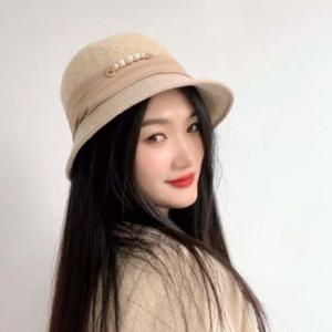 소피안진주버킷햇털모자벙거지모자 벙거지 겨울모자 겨울버킷햇 겨울털모자 중년모자