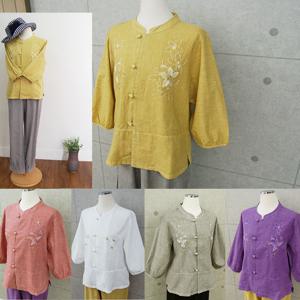 메밀꽃 피는날 여성 꽃자수 7부 소매 상의 생활한복