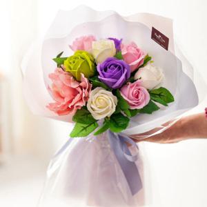 비누 장미 조화 꽃다발 파스텔 35cm 2컬러 인테리어 꽃 선물 장식 기념일 졸업식