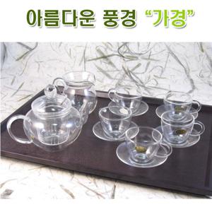 [아름다운풍경] 유리티포트(400ml) 숙우 손잡이잔 받침 5인다기