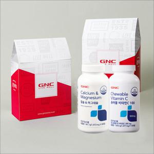 [GNC] 츄어블 비타민C100(40일분)+칼슘 앤 마그네슘(30일분) 선물세트