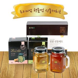 [강원양봉] 프리미엄 핸들컵 선물세트1호/아카550g+피나무550g