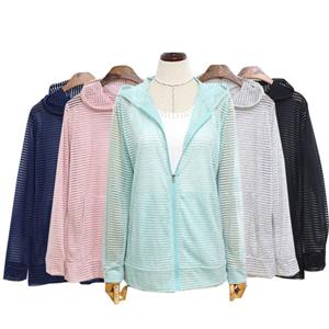 [해피통통] 빅사이즈 단가라 후드집업 가디건 여름용 쿨가디건 바캉스 비치웨어 아이스 여름가디건 여성의류