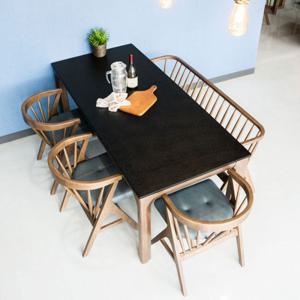 르몽드가구 레온 원목 화산석식탁세트 6인용 벤치형