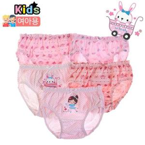 [아동팬티] 오마샤리프 러브토끼 여삼각 5매/여아팬티/유아팬티