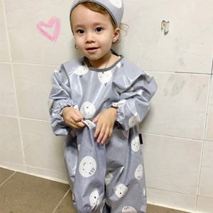 꿈두부 유아 전신미술가운 방수 놀이가운 몰랑몰랑그레이