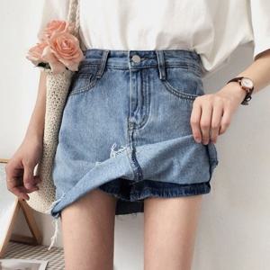 [드레스날다]미센도 A라인 연청 데님 치마바지(mskt1117)