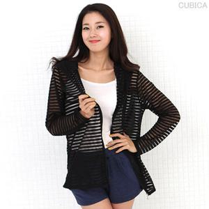 [쿠비카][쿠비카]썸머 쿨 스트라이프 비치가디건 2컬러 2사이즈