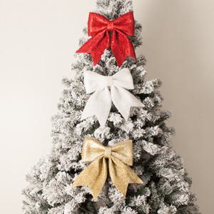 크리스마스 완성 리본 장식 글리터 27cm 4컬러 트리 소품 용품 파티 반짝이 데코