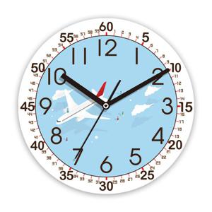 하루아홈 ED1013하늘비행기 30cm교육용아이시계공부무소음벽시계