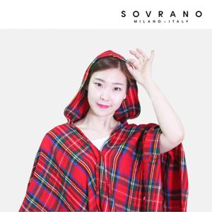 [소브라노] 원플러스원 크리스마스 체크 후드 망토 숄