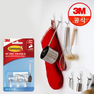 3M 코맨드 무타공 투명 주방용 훅 1개(3입) 국자걸이/벽걸이