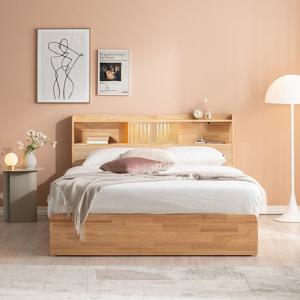 [리뷰 방수커버 증정]파로마 이즈 우디 LED 원목 수납침대+55T라텍스매트 SS IHD015