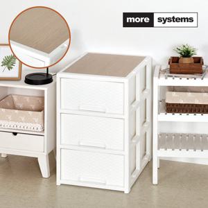 모아시스템즈 우드 라탄 3단 플라스틱 서랍장 수납장