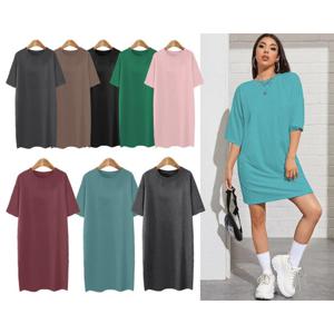 [블론디]EZL_(55~88)무지 면 롱 원피스 반팔티