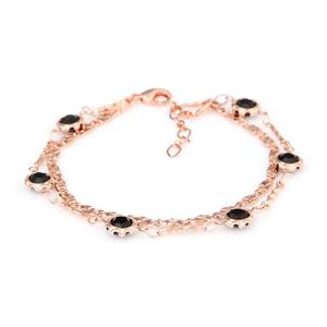 [미니아트] 벨로 14Kgp 언발 두줄 체인 로즈골드 팔찌 JR323