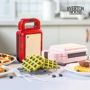 에버튼하우스 와플메이커(핑크/레드/블루/크림) 간식 와플기 샌드위치 분리