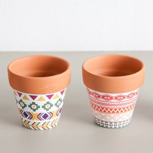 토분 토기 원형 화분 패턴 9x9cm (4개입) 조화꽃 전용 다육 인테리어 장식 소품 원예 용품