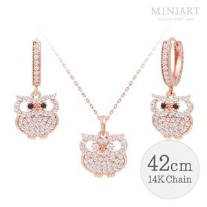 [미니아트] 14K 로즈골드 주얼리 세트_링부엉이 42cm