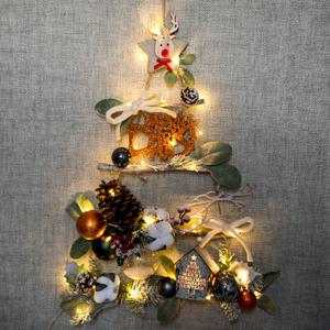 크리스마스 벽트리 나무 LED디어포레스트 우드 60cm 벽걸이 풀세트 소품 데코