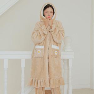 인조밍크 모카 롱가운 바지세트 겨울 여성 수면잠옷세트