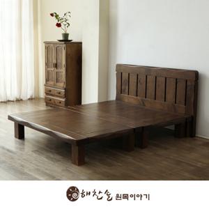 해찬솔 소나무 통원목 침대 킹사이즈_1800/주문제작/원목침대