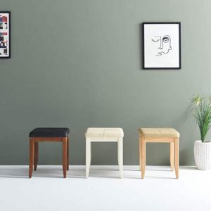 르네 원목 PU 사각 스툴 GNF100