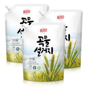 트리오 곡물설거지 우리밀 주방세제 리필 1.2L X3개