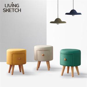 [리빙스케치]펑키 서랍 수납 스툴 의자 보조의자 화장대의자
