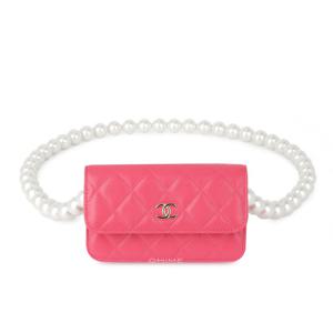 샤넬백 크로스 미니 진주 스트랩 카프스킨 핑크+골드