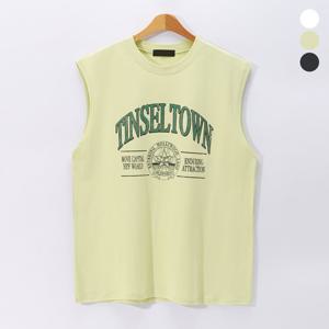 [후앙스] 틴셀타운 프린팅 오버핏 나시 BNSL1670